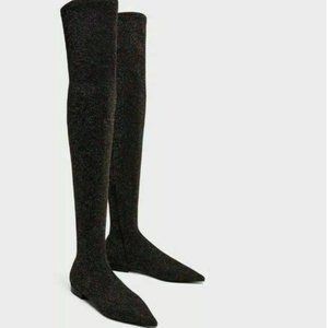 Zara Flat Multicolored Over-the-Knee Boots